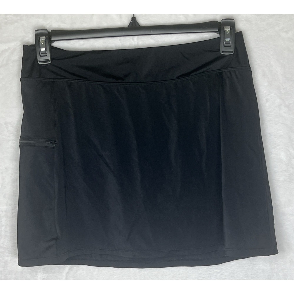 A Shore Fit Women's Swim Skort Bottom Skirt Shorts Black Size 12 - Picture 1 of 6